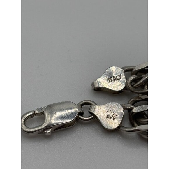 Italian 925 Sterling Silver Curb Chain Bracelet - Picture 6 of 7